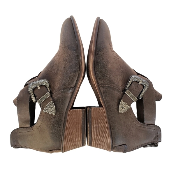 Pierre Dumas brown pointed toe Western faux leather booties- size 7 - Picture 5 of 10